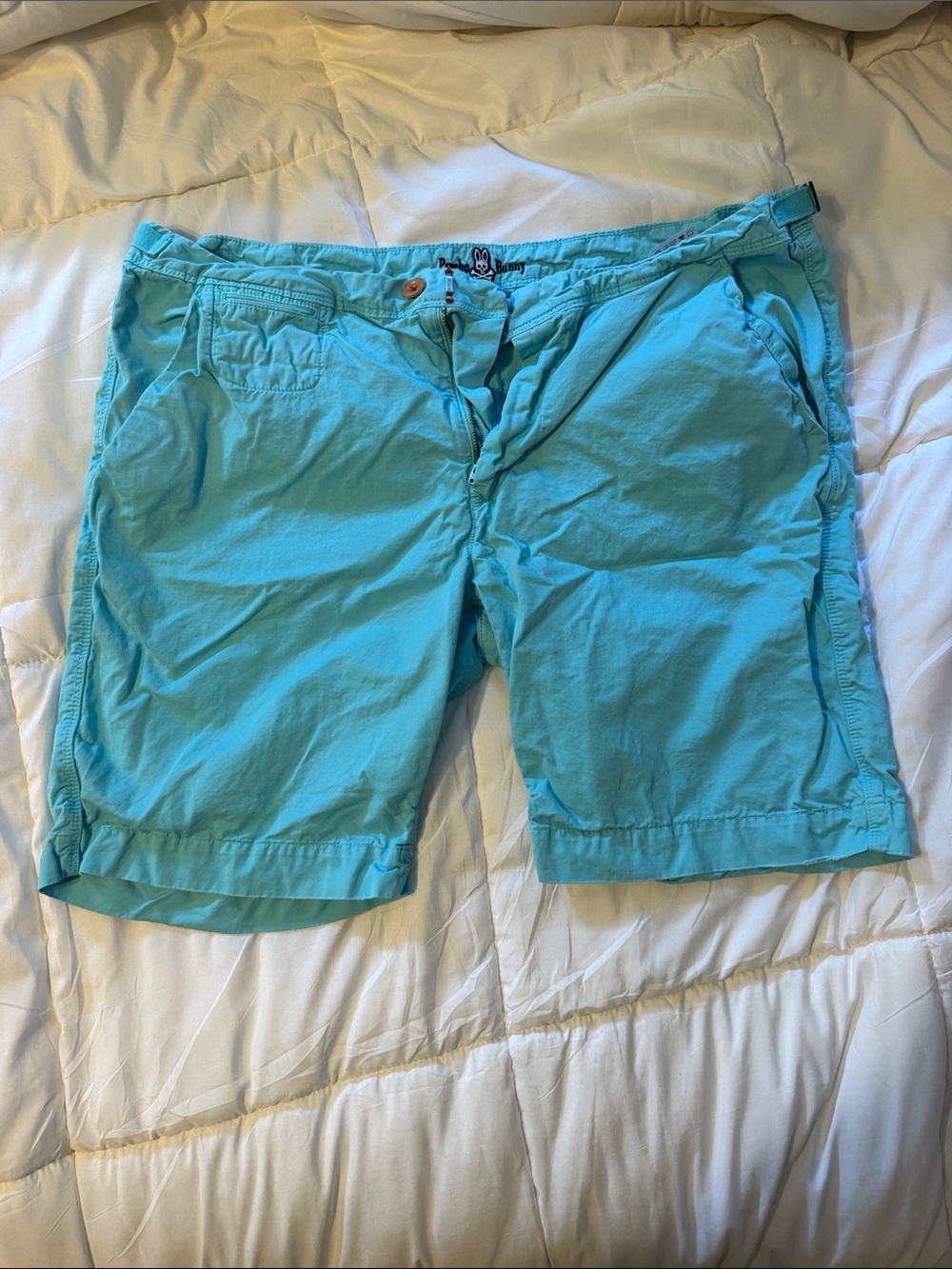 Psycho Bunny Turquoise Flat Front Cotton Shorts